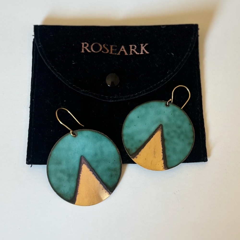 Celeb Fave ROSEARK Handmade Luxury Teal & Gold Earrings ✨🔥👀